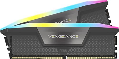 CORSAIR VENGEANCE RGB DDR5 RAM 32GB (2x16GB) 6400MHz CL36-48-48-104 1.35V AMD EXPO Intel XMP 3.0 Memoria per Computer Desktop – Grigio (CMH32GX5M2B6400Z36)