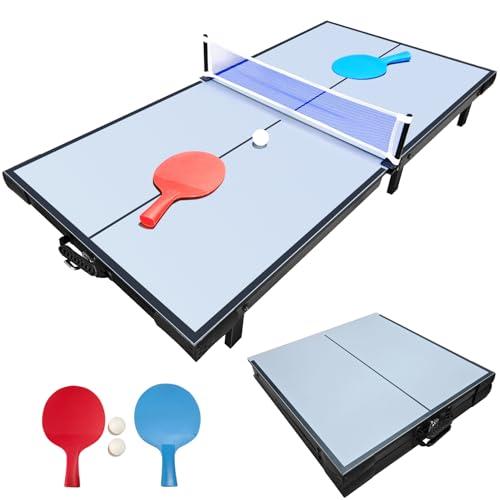 OYE Tavolo da ping pong per interni, per il tempo libero, tavolo da ping pong dal design moderno, con rete da ping pong 121 x 61 cm