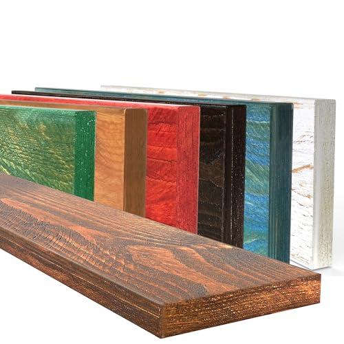 Mensola in Legno Massello Sospesa a Parete, Ripiano Artigianale, 7 Colori, Varie Dimensioni, Arredamento Bagno, Cucina, Camera da Letto, Ufficio, Made in Italy(W20xH4xL100 cm, Fat, Rustic)