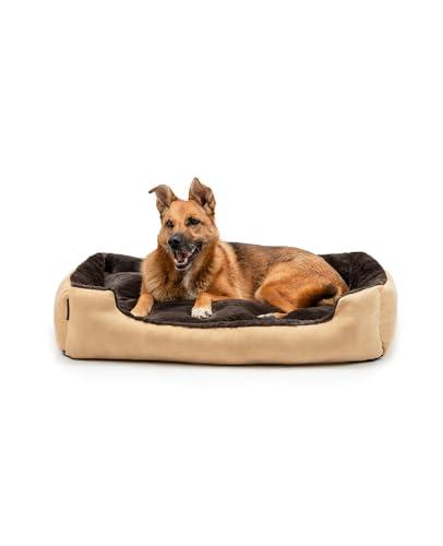 lionto Letto per Cani Cuscino per Cani Divano per Cani con Cuscini, (XL) 90x70 cm Marrone/Beige