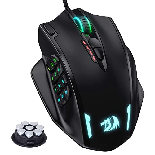 Redragon M908 IMPACT RGB LED MMO Mouse Laser Wired Gaming Mouse con 12,400DPI, alta precisione, 18 pulsanti del mouse programmabili