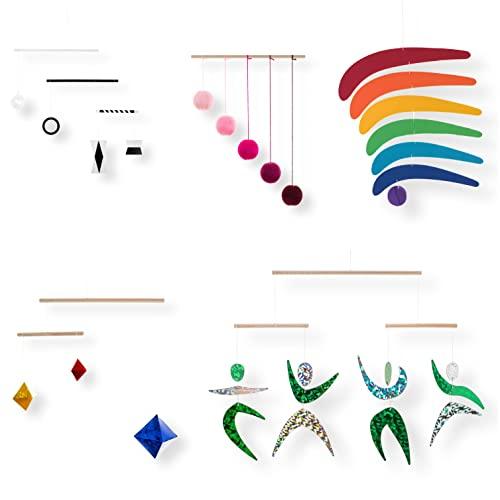 Set of 5 Montessori inspired mobiles - Black and white mobile, Pink Gobbi, Dancers, Octahedron, Rainbow. Montessori mobile. Baby mobile. Hanging mobile. Crib toy.