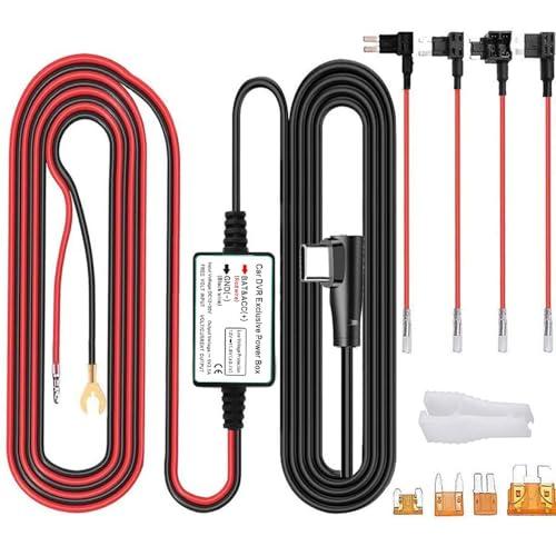 Gebildet Kit Cavo Fisso per Dash Cam, Kit Cavo USB Tipo C da 12V-24V a 5V Kit Cavo Fisso con Protezione a Bassa Tensione Caricatore per Fotocamera da Auto 13ft/320cm Cavo di Alimentazione per Dashcam
