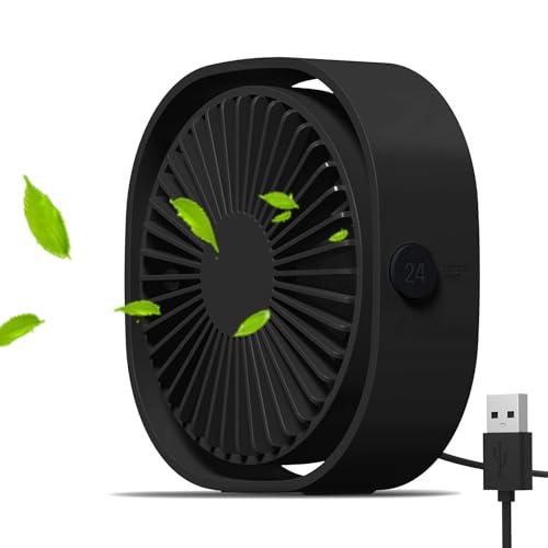 Simpeak Ventilatore USB Scrivania, Mini Ventilatore Tavolo con Raffreddamento Silenzioso Portatile, 3 Velocità Regolabile 360° Rotazione per Casa Ufficio Viaggi, Nero Puro