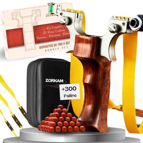 ZORKAM Kit da tiro a Segno- 3 Fasce di Elastico Rinforzato + 300 Palline Gioco all’Aperto Professionale di precisione e Caccia – Idea Regalo per Amanti di Tiro –