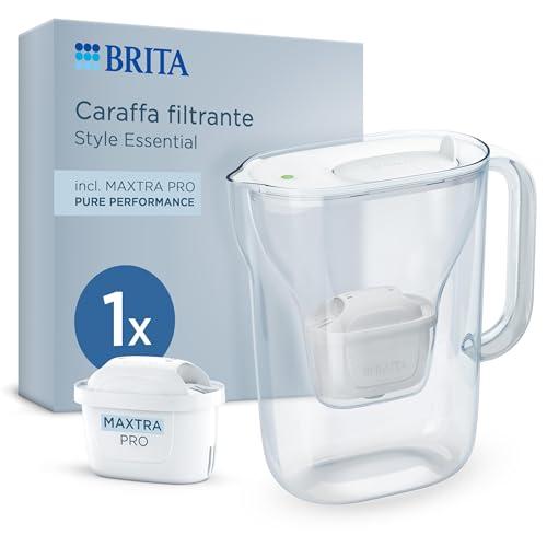 BRITA Caraffa filtrante Style Essential White (2.4L) incl. 1x BRITA MAXTRA PRO PURE PERFORMANCE che riduce cloro, calcare, PFAS e metalli - Adatta alla porta del frigorifero, con indicatore LED