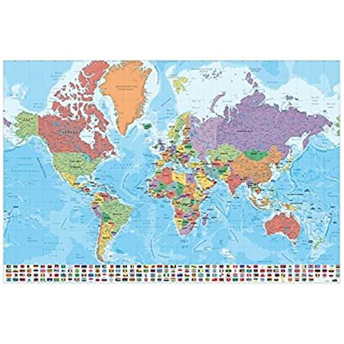 Grupo Erik: Mappamondo da Parete in Italiano 61 x 91,5 cm, Cartina Geografica Mondo da Parete, Poster Mappamondo da Parete, Planisfero da Parete