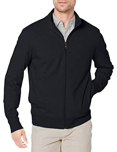 Amazon Essentials Felpa con Collo a Lupetto Leggera in Spugna Francese con Cerniera Integrale Uomo, Nero, L