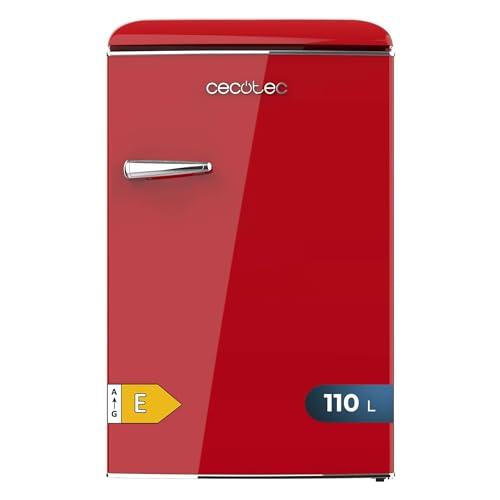 Cecotec Mini Frigorifero retrò da 110 L CoolMarket TT Origin 110, classe E, ICEBOX, LED per interni, maniglia cromata, vassoi in vetro, apribottiglie, rosso