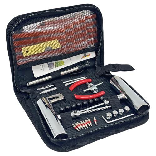 TONZACK Kit di Riparazione Pneumatici Auto,Kit Riparazione Pneumatici,Kit di Riparazione Pneumatico Piatto,Meche Pneumatico Piatto per Auto, Moto,Camion,SUV,ATV,Trattori, Camper