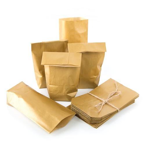 Buste di carta dorate, 25 pezzi: sacchetti kraft piccoli con fondo piatto, bustine regalo per alimenti e dolci, confezioni per regali matrimonio compleanno festa natale, formato 9 × 15 × 3,5 cm