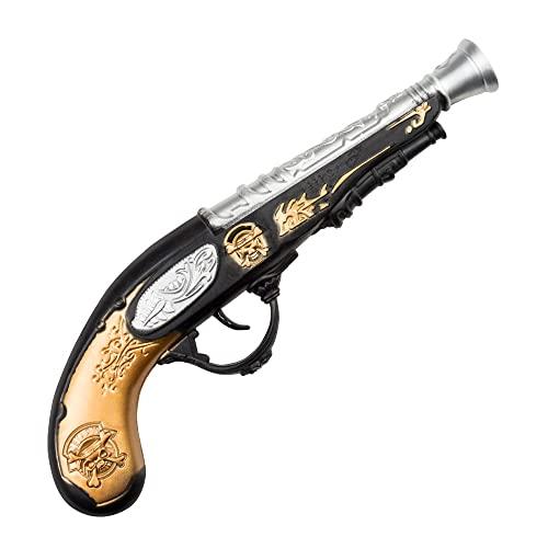 Boland 00694 - Pistola pirata, ca. 28 cm, plastica, oro-argento-nero, effetto storico, carnevale, Halloween, festa a tema, pirata, capitano Jack, maledizione dei Caraibi, travestimento
