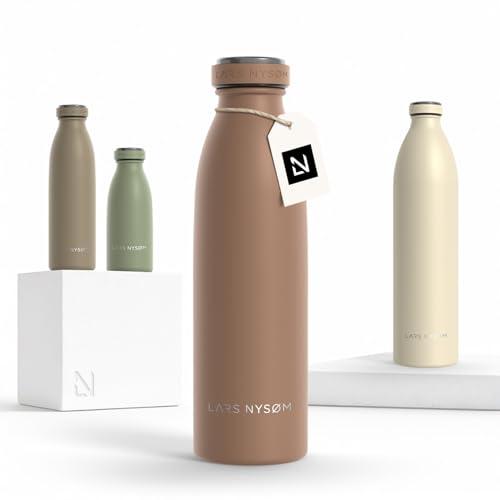 LARS NYSØM Borraccia Termica 500ml in Acciaio Inox | Bottiglia isolata 0.5 litro | Bottiglia d'Acqua a Tenuta stagna per Sport, Bicicletta, Cane, Bambino, (Mocha Brown, 500ml)