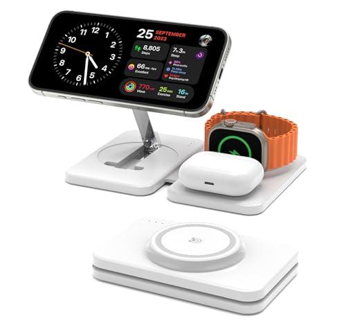 GEEKERA 3 in 1 Caricatore Wireless per iPhone, Stazione Ricarica per Apple Watch, Base Ricarica Wireless per AirPods