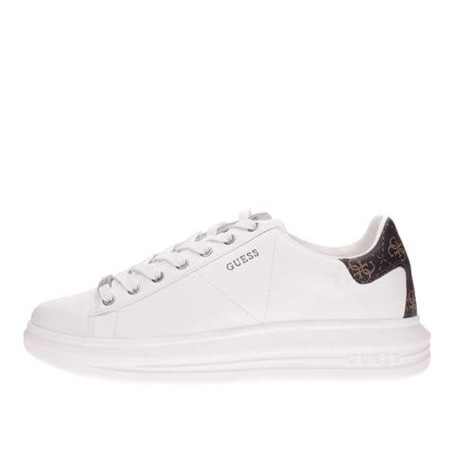 GUESS Vibo CARRYOVER, Sneaker Uomo, Bianco Marrone, 43 EU