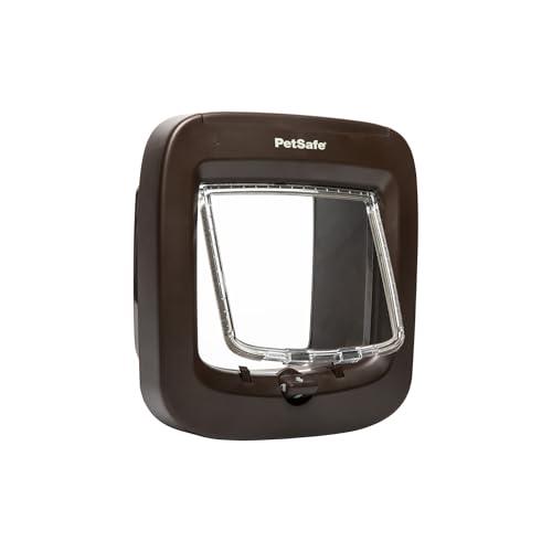 PetSafe Porta per gatti attivata da microchip, ingresso esclusivo, facile da installare, bloccaggio manuale a 4 vie, risparmio energetico, paraspifferi, comodo, marrone (nuova versione)