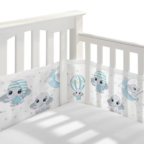Bizcasa Paracolpi Lettino,2 Pezzi Paraurti in Rete Traspirante a Circolazione d'Aria,4 Lati Paraurti COT Baby Protezione,Regolabile Rimovibile,Lavabile -340cmx30cm + 160cmx30cm