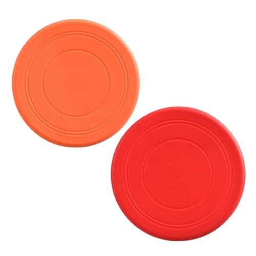 Fc'Noqgn 2 Pezzi Disco Volante Antiscivolo Morbido Silicone Giocattoli Genitore e Toddler Tempo Sport all'aperto, Arancio, Rosso