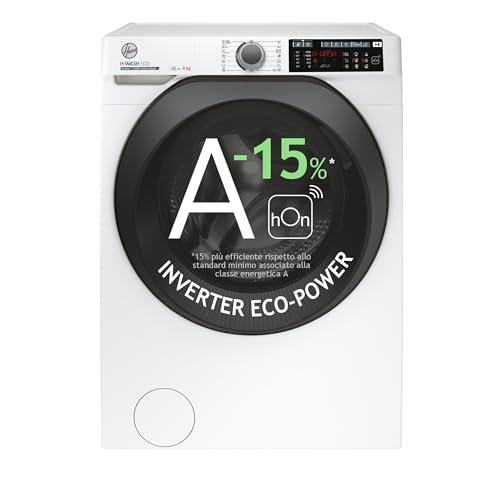 Hoover HW 28AMC71-S, H-WASH 500 Lavatrice 8 Kg, 1200 Giri, Wi-Fi + BLE, Libera Installazione, Connettività hOn, Motore Inverter, AxLxP (85x60x53 cm), Bianco,Classe di efficienza energetica A-15%