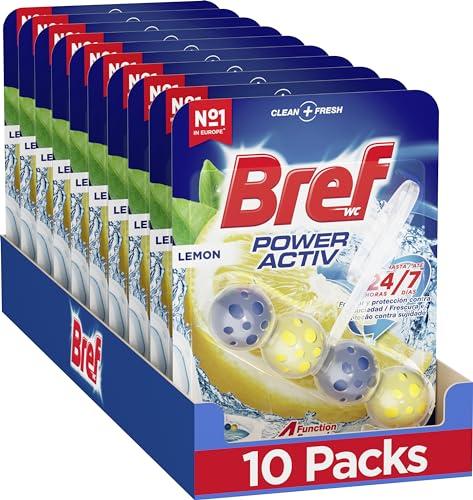 Bref WC Power Activ Lemon, Detergente WC profumatore, Pulizia e Freschezza, Formato Scorta da 10 confezioni