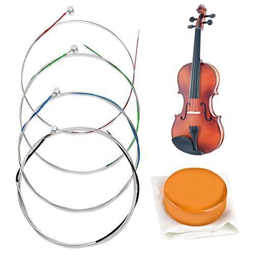HONGECB Set Completo Corde per Violino - Argento per Dimensioni 1/2, 1/4 e 1/8 G D A E - Alta Qualità d'Acciaio Con Colofonia Naturale per Archi