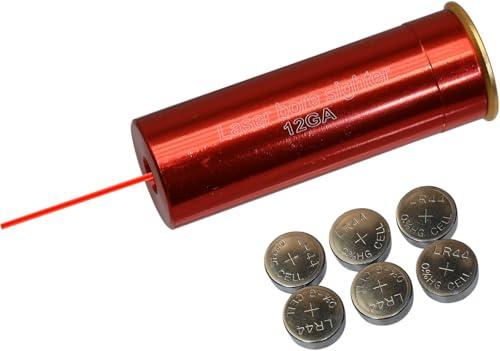 MAYMOC 12GA Bore Sight Red Dot Cartuccia con 2 set di batterie
