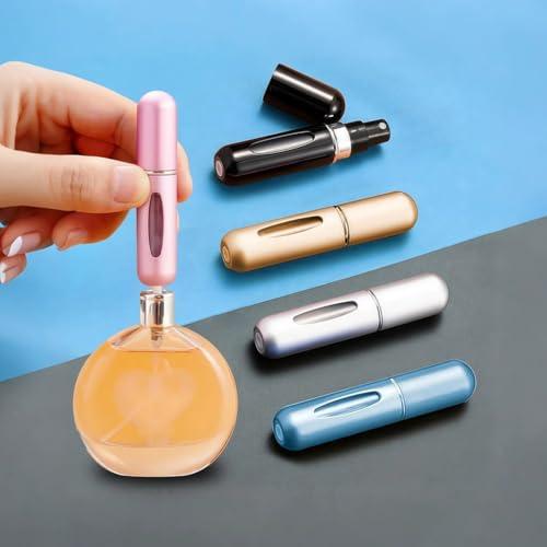 5 mini flaconi spray per profumo, ricaricabili, portatili, per viaggi, vacanze, attività all'aperto e lavoro, 5 ml