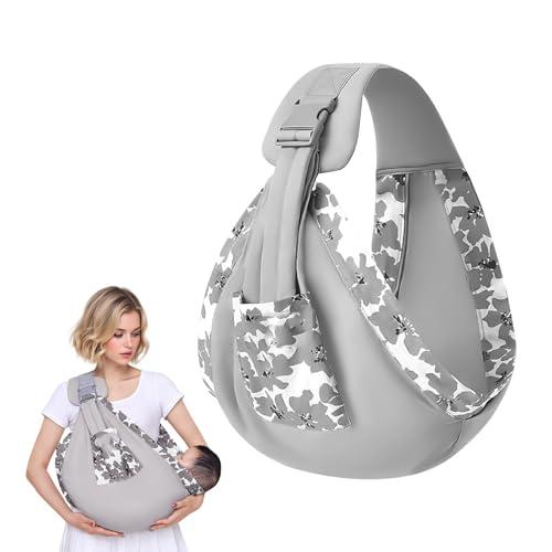 Fascia Porta Bebe Neonato Facile da Indossare, Marsupio Neonato 0-36 Mesi, Fascia Neonato Senza Nodi, Portatile Fascia Neonato Multifunzionale e portatile, fino a 20kg (Grigio)