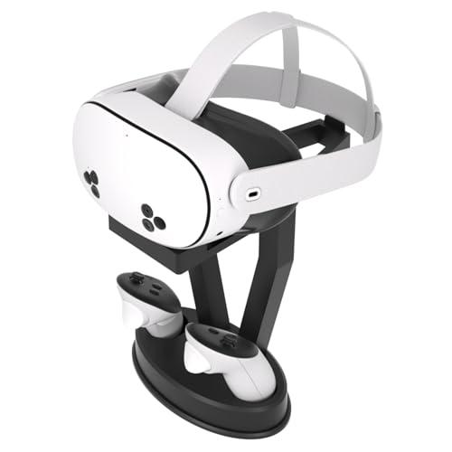Digicharge Supporto per cuffie VR per Oculus Meta Quest 3S / Quest 3 / Quest 2 / PS VR Display Mount Station per cuffie e controller touch, supporto di archiviazione VR con base per controller