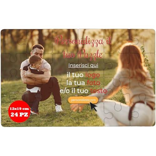 AL Production Puzzle personalizzato con foto e testo da 24 a 384 pezzi, stampato in alta definizione - regalo per Natale, San Valentino, Compleanno (Rettangolare, 12x19 cm 24 Pezzi)