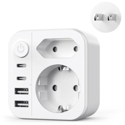 Adattatore Presa Giapponese Italiana, 6 IN 1 Adattatore da viaggio Giappone con 4 USB, Tipo A Adattatori Presa Cina Filippine America Canada