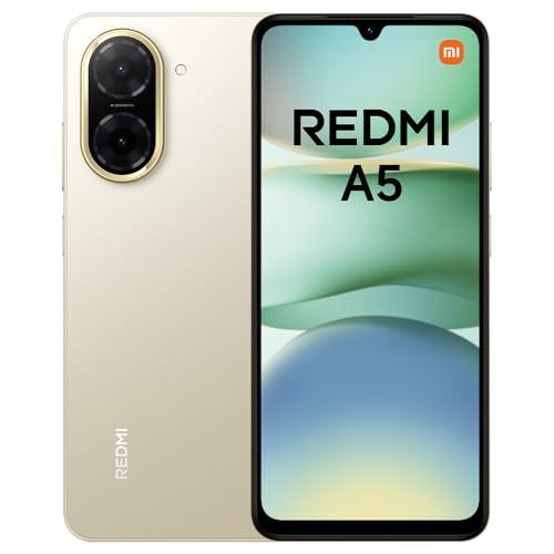 Redmi A5 Smartphone, 4+128GB, Oro, dual camera con AI da 32MP, ampia batteria da 5200mAh (typ), potente processore octa-core, display immersivo da 6,88