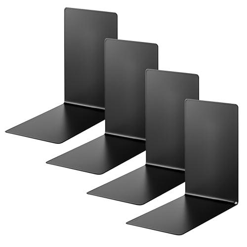 Alco 4301-11-4 Fermalibri in Metallo, 4 Pezzi, Nero, 14 x 14 x 8,5 Cm, per Scuola, Ufficio e Casa