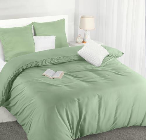 Utopia Bedding Copripiumino Matrimoniale 260x240 - Microfibra Copripiumino 260x240cm + Federe 65x65cm (Verde Salvia)