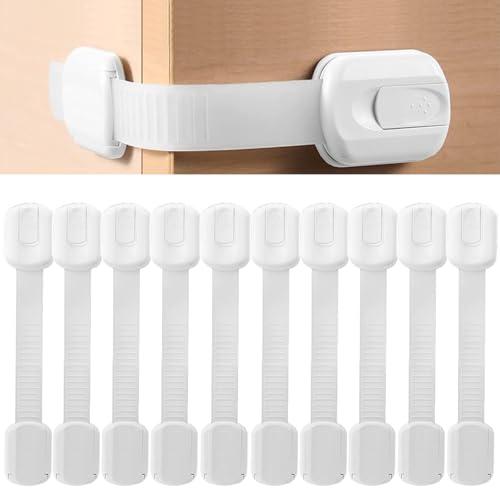 Fhlbestyu Armadio di sicurezza per bambini, 10/8 pezzi, sicurezza per cassetti, sicurezza per bambini, autoadesivo, per serratura dell'armadio senza foratura, con colla