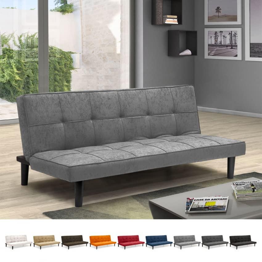 Produce Shop Divano Letto Design in tessuto 2 Posti per casa e ufficio Giada - Grigio chiaro