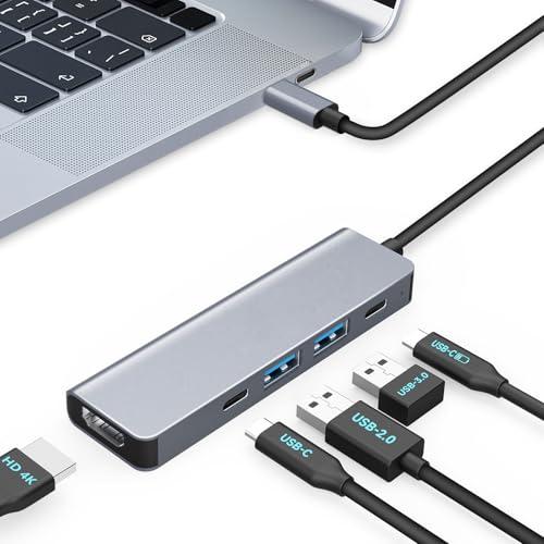 Moman Hub USB C, Adattatore Multiporta USB 5 in 1 con 100W PD, 4K@30Hz HDMI, 5Gbps USB 3.0, USB 2.0, USB C, Docking Station USB per Mouse, Tastiera, U Disk, Unità Flash, Cellulare