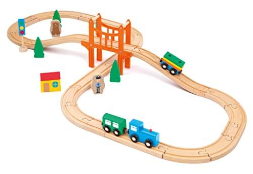 SEVI Pista per Trenino (39 pz.) | Trudi by Giochi in Legno educativi Prima Infanzia. Costruzioni e Giocattoli. Regalo di Natale e Compleanno per Bambini | 29x29x6cm Wood | Modello 88061