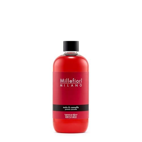 Millefiori Milano – Fragranza Ricarica per Diffusore a Bastoncini 500 ml, Mela & Cannella – Profumatore Ambiente Raffinato con Note Fruttate e Speziate