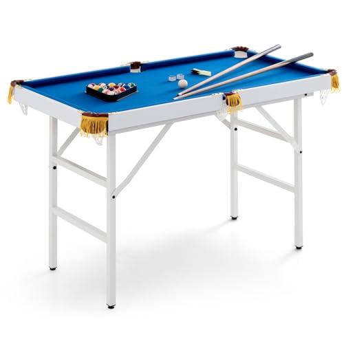 RELAX4LIFE Tavolo da Biliardo Pieghevole da 122cm con Accessori, Portatile per Bambini e Adulti con Stecche, Gessi, Palline, Triangolo e Spazzola, Salvaspazio (BLU)