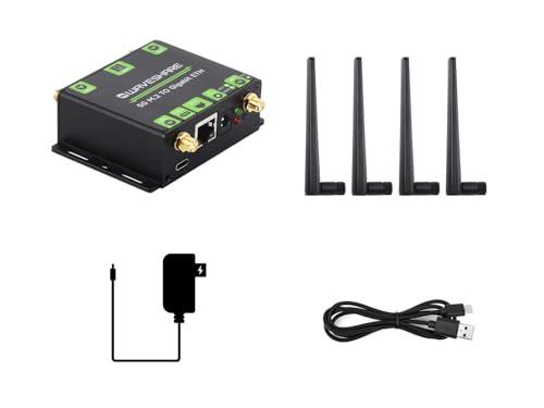 Waveshare 5G M.2 to Gigabit Ethernet Converter, 5G M.2 to USB3.1, Aluminum Alloy Case, Wall-Mount Support, Quad Antennas for Networked Medical Treatment, Smart Robots, Security Monitoring Networking