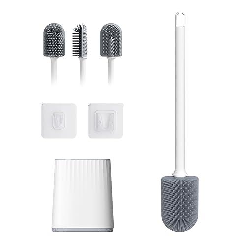 GRIFEMA Ibergrif M34151-2 Scopino per WC, Scopino in Silicone, Scopino e Supporto per WC, Bianco