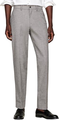 Tommy Hilfiger Uomo Pantaloni in Tessuto Pantalone da Completo, Grigio (Medium Grey Heather), 28W/36L