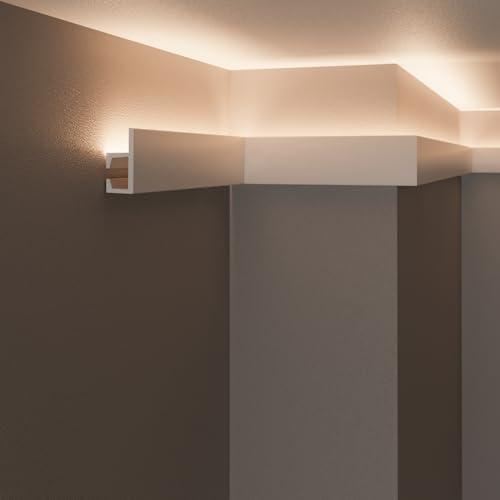 Cornici velette per led a soffitto e parete (lunghezza 2 metri - KH903), per illuminazione indiretta con le strisce led | decorative, prefabbricate in duropolimero
