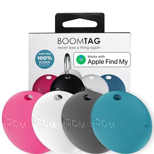 Boompods Boomtag Tracker Tag, Confezione da 4 - Localizzatore Tag Bluetooth compatibile con App Apple Find My, Impermeabile IPX5, Bluetooth Trova Oggetti per Portafogli, Bagagli, Bambini, Animali