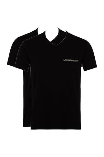 EMPORIO ARMANI 2-Pack V Neck T-Shirt, Nero/Nero, M Uomo