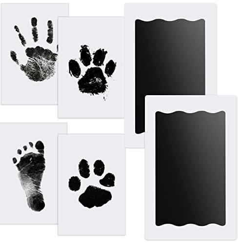 Nabance 2 Pcs Set Impronte Bimbi, Kit Impronta Mani e Piedi Neonati, Kit Impronta Cane, Sicuro e Non Tossico, per Neonati da 0 a 6 Mesi [Nero]