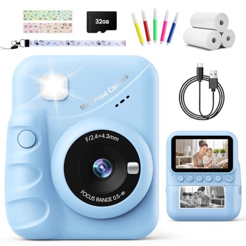 TIATUA Macchina Fotografica Bambini Istantanea, 3.0 Pollici 48MP Fotocamera Digitale Bambini con 32GB Scheda & Papier Photo, Regalo di Natale per Bambini dai 3-12 Anni