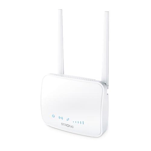 STRONG Router 4G LTE, Router WiFi N300 con Scheda Sim, Cat 4 fino a 150Mbit/s, 2 antenne esterne, porta LAN Ethernet, gestione completa del codice PIN, WPA/WPA2, WPS, fino a 32 dispositivi