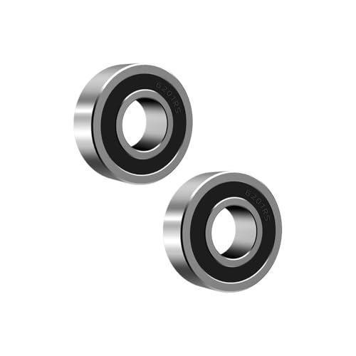 ANGEEK 2 pezzi 6201-2RS Cuscinetti a sfera 12 mm x 32 mm x 10 mm, Prelubrificati, Doppia tenuta, 6201RS Cuscinetti a sfera a gola profonda